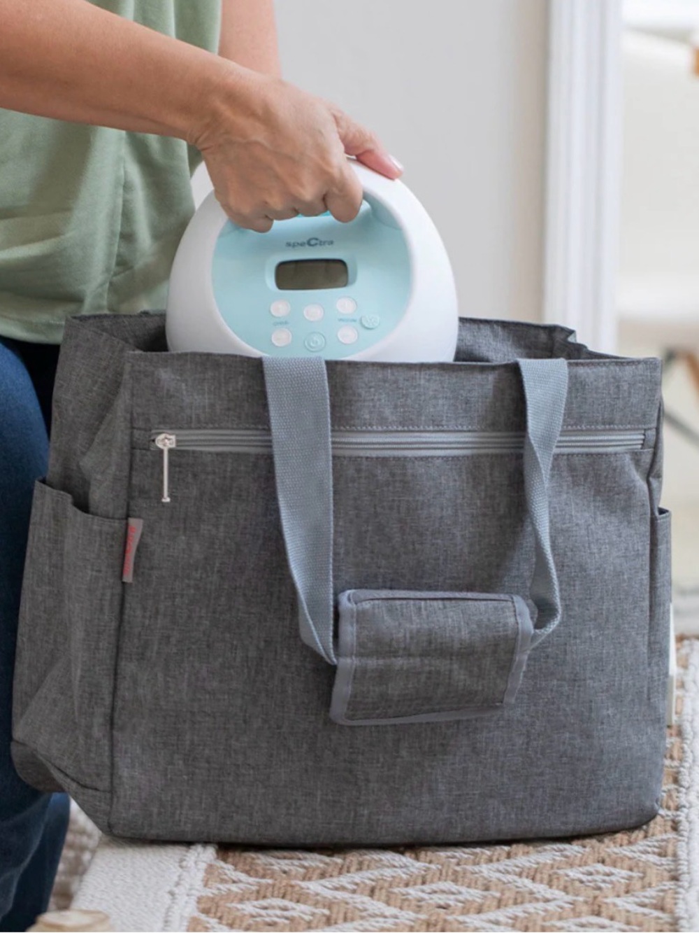 Spectra All-in-One Pump & Accessories Carrying Tote Bag Baby Diaper Bag Gray - Picture 3 of 4